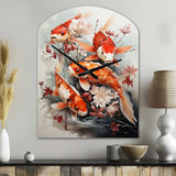 Fishing Contemporary Koi Fish I - Asymmetric Metal Wall Clock