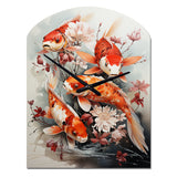 Fishing Contemporary Koi Fish I - Asymmetric Metal Wall Clock