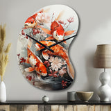 Fishing Contemporary Koi Fish I - Asymmetric Metal Wall Clock