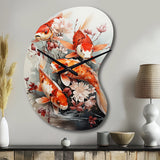 Fishing Contemporary Koi Fish I - Asymmetric Metal Wall Clock