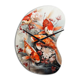 Fishing Contemporary Koi Fish I - Asymmetric Metal Wall Clock