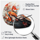 Fishing Contemporary Koi Fish I - Asymmetric Metal Wall Clock