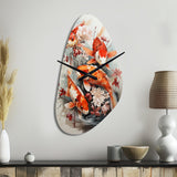 Fishing Contemporary Koi Fish I - Asymmetric Metal Wall Clock