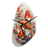 Fishing Contemporary Koi Fish I - Asymmetric Metal Wall Clock