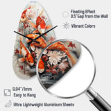 Fishing Contemporary Koi Fish I - Asymmetric Metal Wall Clock