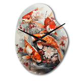 Fishing Contemporary Koi Fish I - Asymmetric Metal Wall Clock
