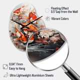 Fishing Contemporary Koi Fish I - Asymmetric Metal Wall Clock
