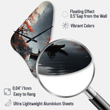Fishing At The Lake Whispering Breeze III - Asymmetric Metal Wall Clock
