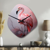 Minimalism Flamingo Portrait - Asymmetric Metal Wall Clock