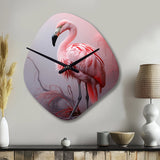 Minimalism Flamingo Portrait - Asymmetric Metal Wall Clock