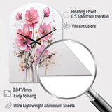 Pink Minimalism Pink Flower - Asymmetric Metal Wall Clock
