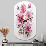 Pink Minimalism Pink Flower - Asymmetric Metal Wall Clock