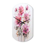 Pink Minimalism Pink Flower - Asymmetric Metal Wall Clock