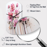 Pink Minimalism Pink Flower - Asymmetric Metal Wall Clock