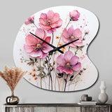 Pink Minimalism Pink Flower - Asymmetric Metal Wall Clock