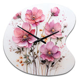 Pink Minimalism Pink Flower - Asymmetric Metal Wall Clock