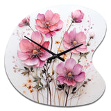 Pink Minimalism Pink Flower - Asymmetric Metal Wall Clock