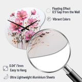 Pink Minimalism Pink Flower - Asymmetric Metal Wall Clock