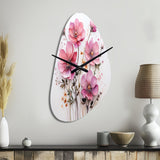 Pink Minimalism Pink Flower - Asymmetric Metal Wall Clock