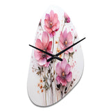 Pink Minimalism Pink Flower - Asymmetric Metal Wall Clock