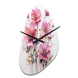 Pink Minimalism Pink Flower - Asymmetric Metal Wall Clock
