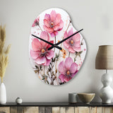 Pink Minimalism Pink Flower - Asymmetric Metal Wall Clock