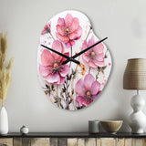 Pink Minimalism Pink Flower - Asymmetric Metal Wall Clock