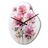 Pink Minimalism Pink Flower - Asymmetric Metal Wall Clock