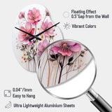 Pink Minimalism Pink Flower - Asymmetric Metal Wall Clock
