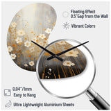 Minimalism Yellow White Flower Collage I - Asymmetric Metal Wall Clock