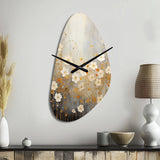 Minimalism Yellow White Flower Collage I - Asymmetric Metal Wall Clock