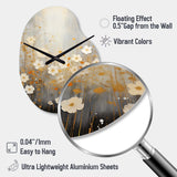 Minimalism Yellow White Flower Collage I - Asymmetric Metal Wall Clock