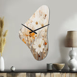 Minimalism Yellow White Flower Collage II - Asymmetric Metal Wall Clock