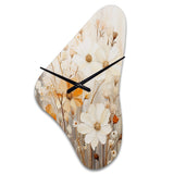 Minimalism Yellow White Flower Collage II - Asymmetric Metal Wall Clock