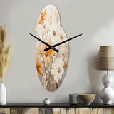 Minimalism Yellow White Flower Collage II - Asymmetric Metal Wall Clock