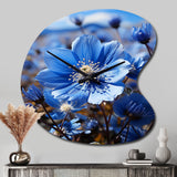 Blue Flower Cobalt Delight - Asymmetric Metal Wall Clock