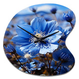 Blue Flower Cobalt Delight - Asymmetric Metal Wall Clock