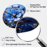 Blue Flower Cobalt Delight - Asymmetric Metal Wall Clock