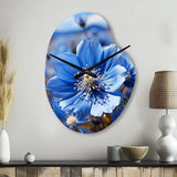 Blue Flower Cobalt Delight - Asymmetric Metal Wall Clock
