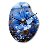 Blue Flower Cobalt Delight - Asymmetric Metal Wall Clock