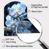 Blue White Flower Field Pearlescent Orchids - Asymmetric Metal Wall Clock