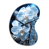 Blue White Flower Field Pearlescent Orchids - Asymmetric Metal Wall Clock