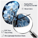 Blue White Flower Field Pearlescent Orchids - Asymmetric Metal Wall Clock