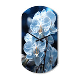 Blue White Flower Field Pearlescent Orchids - Asymmetric Metal Wall Clock