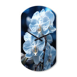 Blue White Flower Field Pearlescent Orchids - Asymmetric Metal Wall Clock
