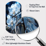 Blue White Flower Field Pearlescent Orchids - Asymmetric Metal Wall Clock