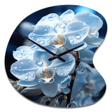 Blue White Flower Field Pearlescent Orchids - Asymmetric Metal Wall Clock