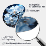 Blue White Flower Field Pearlescent Orchids - Asymmetric Metal Wall Clock