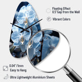 Blue White Flower Field Pearlescent Orchids - Asymmetric Metal Wall Clock
