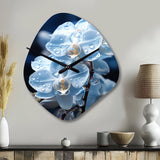 Blue White Flower Field Pearlescent Orchids - Asymmetric Metal Wall Clock